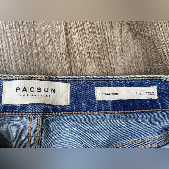 NWT Pacsun Vintage Icon Jeans 22 High Rise Skinny Distressed Denim Pants Raw Hem - Picture 5 of 6